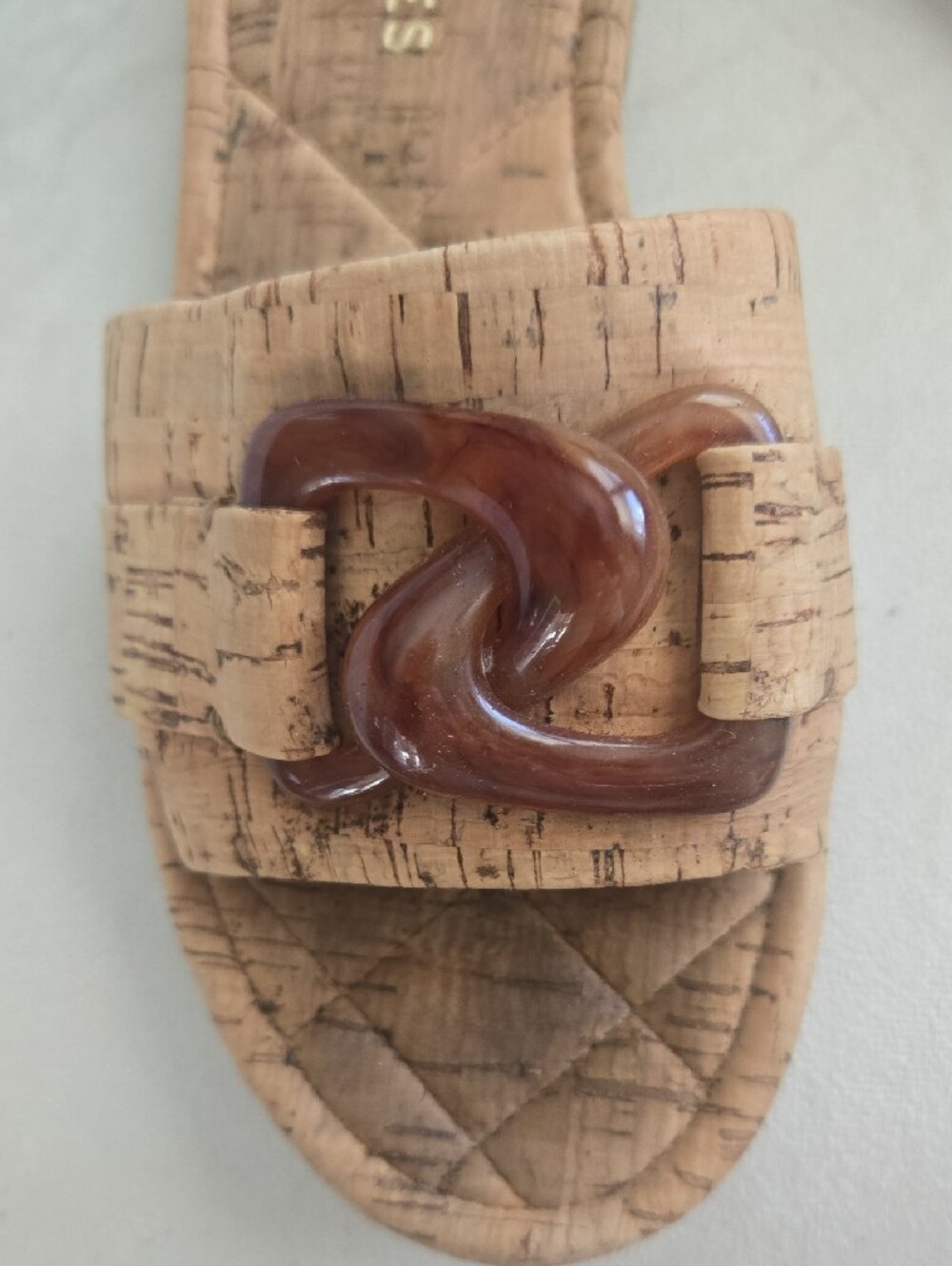 AEROSOLES Cork Slide Sandals with Tortoiseshell Knot Accent - Picture 5 of 5
